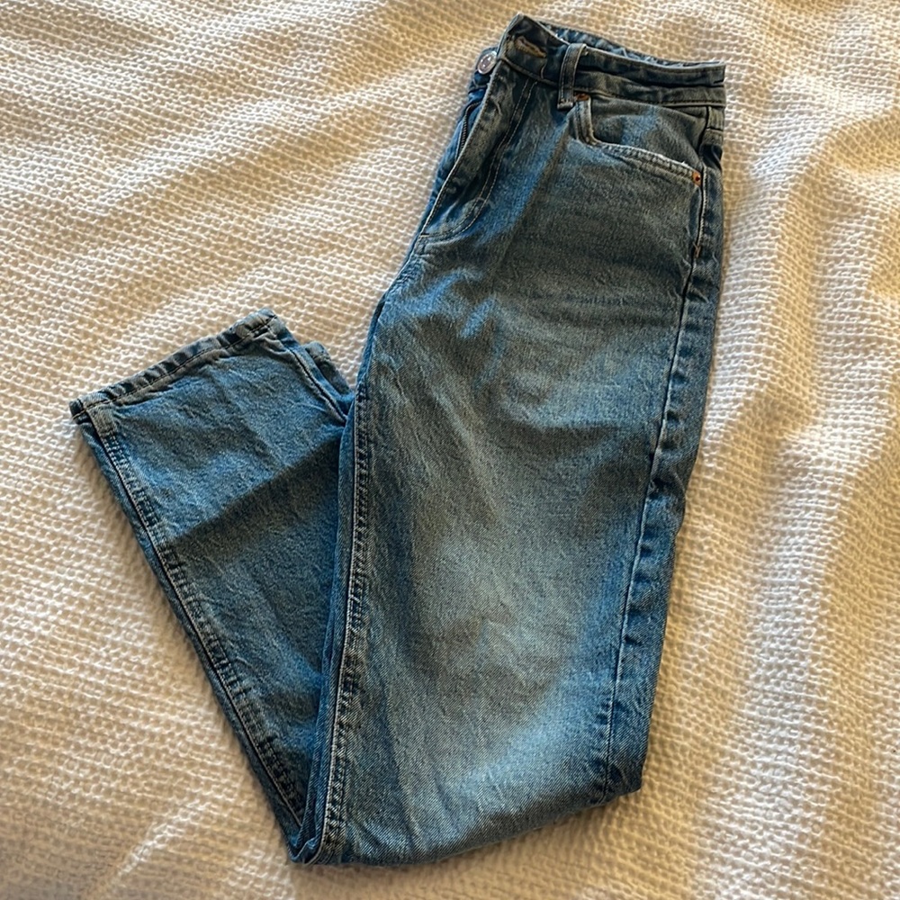 Zara Medium Wash High Waisted Mom Jeans Size 6